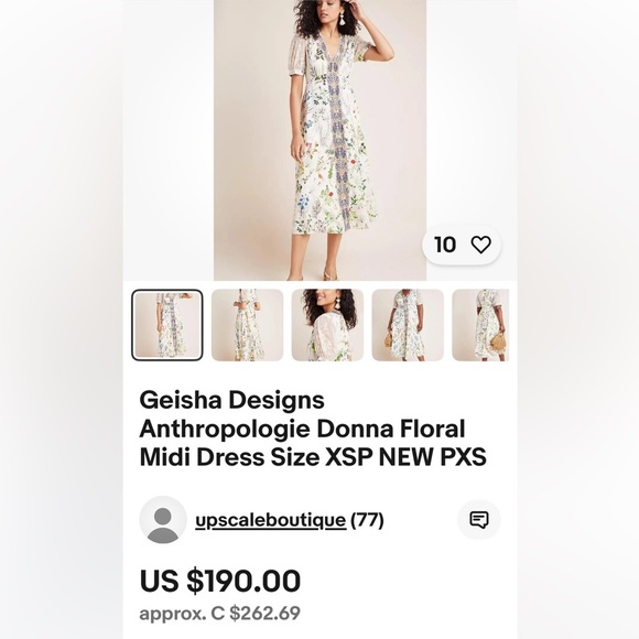 Geisha Designs NWOT Anthropologie Donna Floral Midi Dress Size S. - Picture 3 of 16